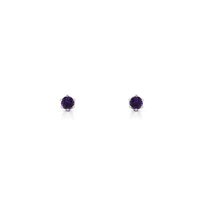 Brisa Amethyst 3mm Stud Earrings - Sterling Silver Stud Earrings