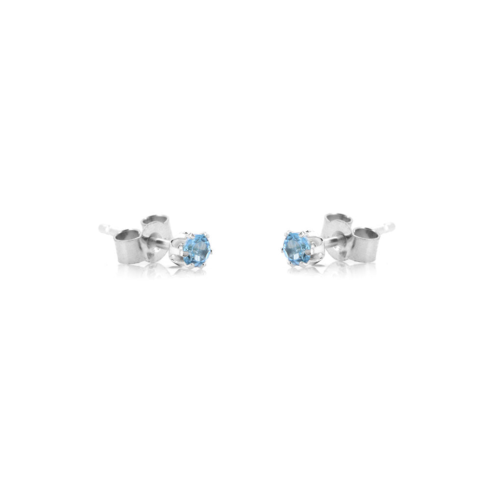 Brisa Swiss Blue Topaz 3mm Stud Earrings - Sterling Silver Stud Earrings