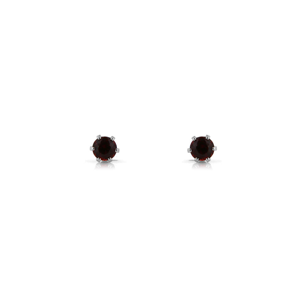 Brisa Garnet 3mm Stud Earrings - Sterling Silver Stud Earrings