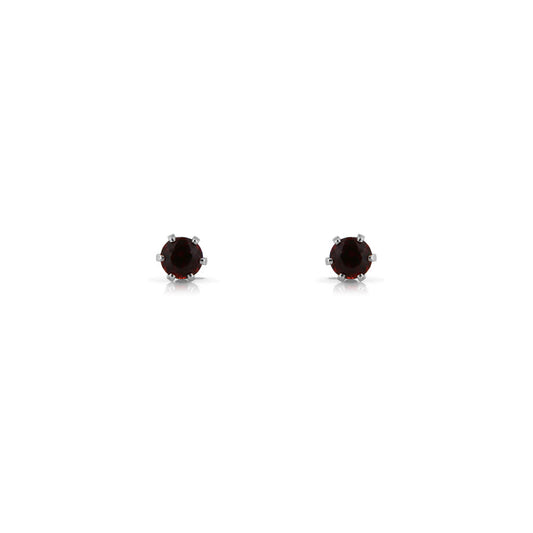 Brisa Garnet 3mm Stud Earrings - Sterling Silver Stud Earrings