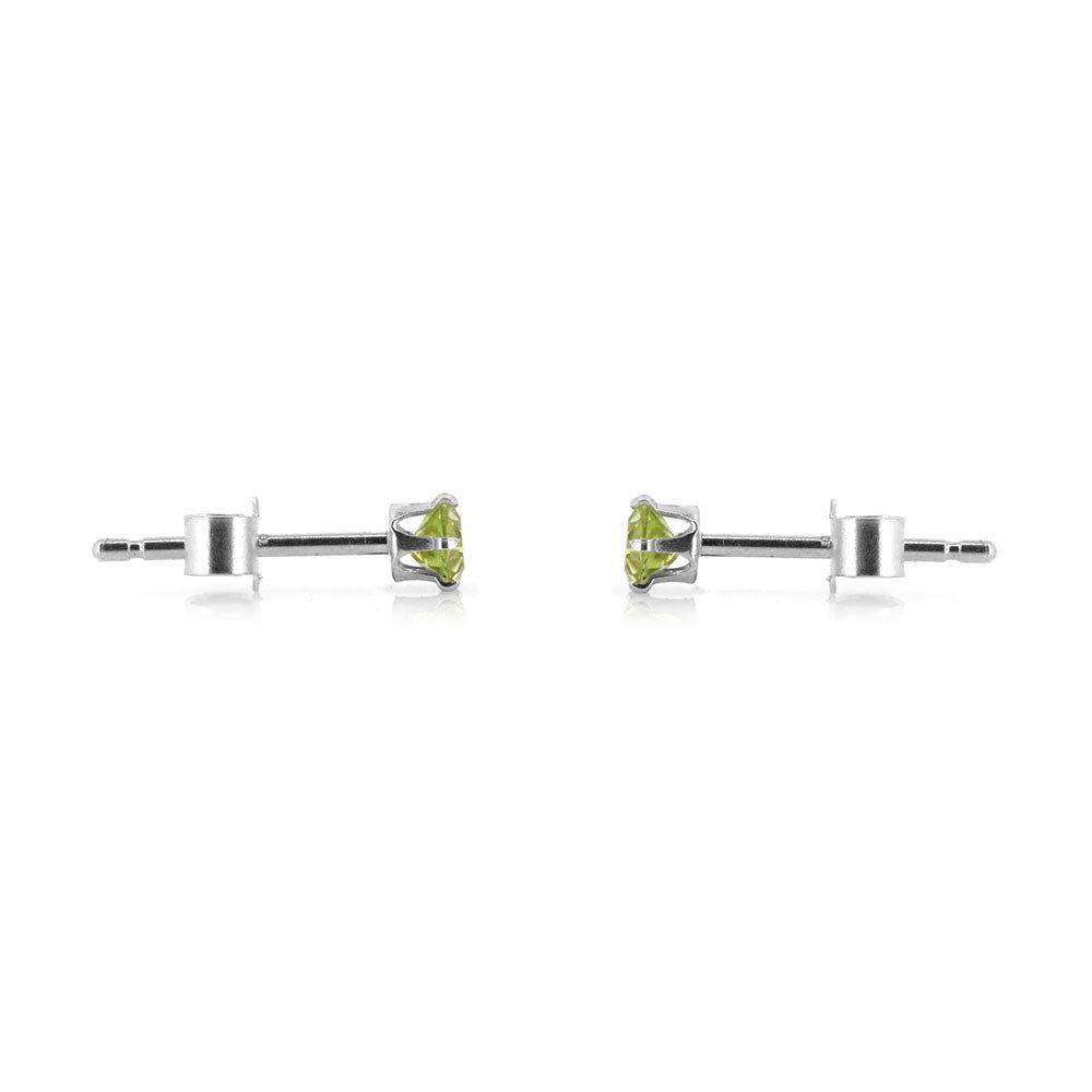 Brisa Peridot 3mm Stud Earrings - Sterling Silver Stud Earrings