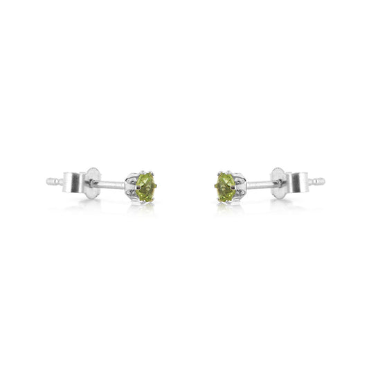 Brisa Peridot 3mm Stud Earrings - Sterling Silver Stud Earrings