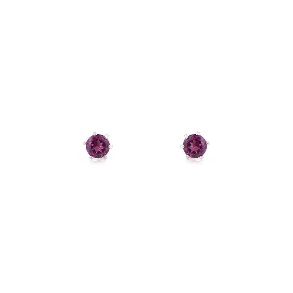 Brisa Rhodolite Garnet 3mm Stud Earrings - Sterling Silver Stud Earrings