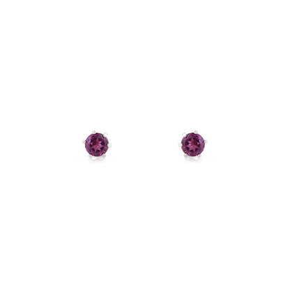 Brisa Rhodolite Garnet 3mm Stud Earrings - Sterling Silver Stud Earrings