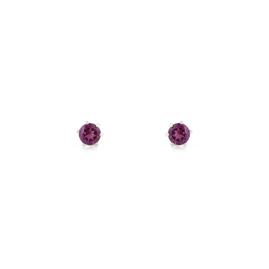 Brisa Rhodolite Garnet 3mm Stud Earrings - Sterling Silver Stud Earrings