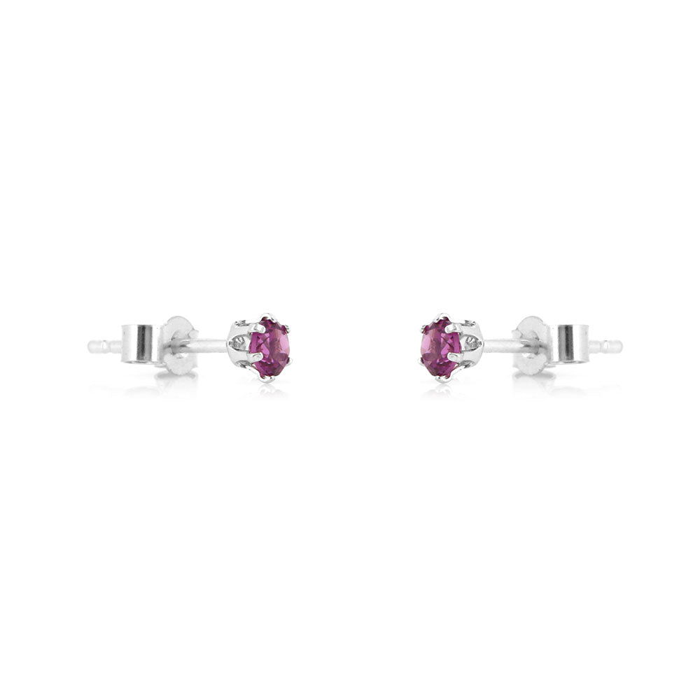 Brisa Rhodolite Garnet 3mm Stud Earrings - Sterling Silver Stud Earrings