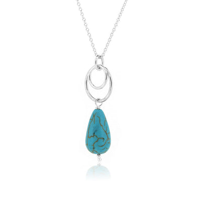 Cosmic Circle Turquoise Howlite Statement Necklace - Sterling Silver Necklace
