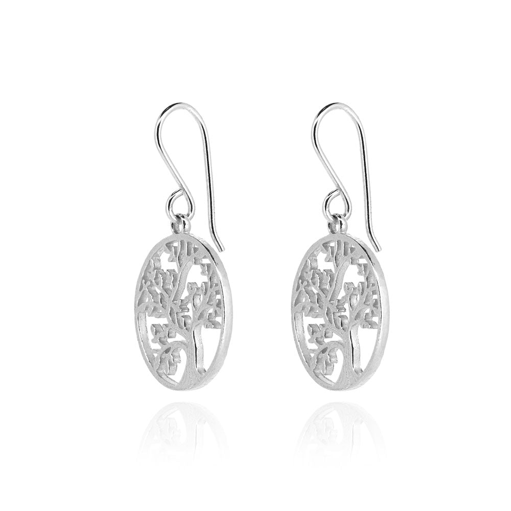 Tree Of Life Drop Earrings - Sterling Silver Drop Earrings