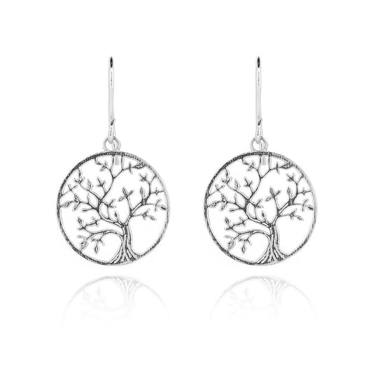 Tree Of Life Drop Earrings - Sterling Silver Drop Earrings