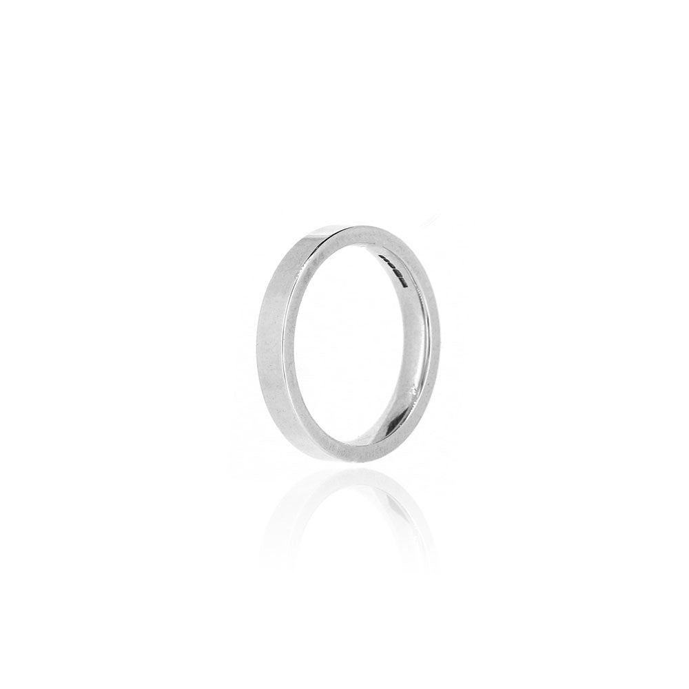 Flat Court Profile 3mm Band Ring - Sterling Silver Rings