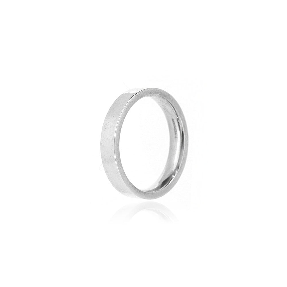 Flat Court Profile 4mm Band Ring - Sterling Silver Rings