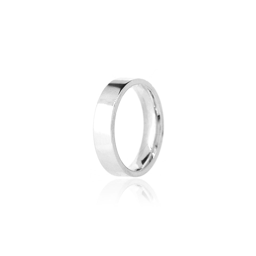 Flat Court Profile 5mm Band Ring - Sterling Silver Rings