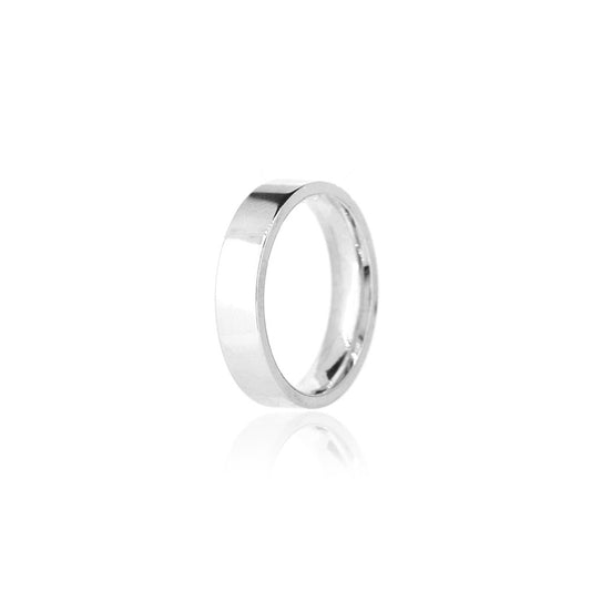 Flat Court Profile 5mm Band Ring - Sterling Silver Rings