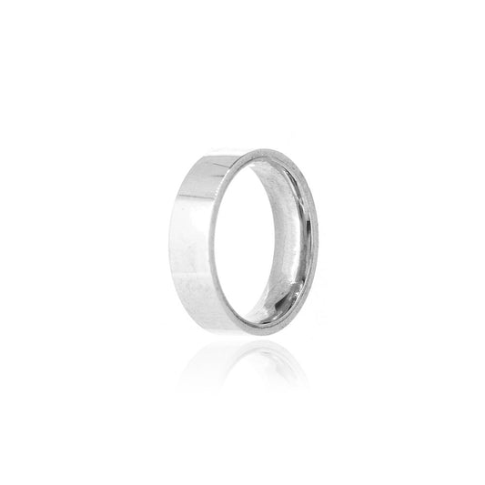 Flat Court Profile 6mm Band Ring - Sterling Silver Rings