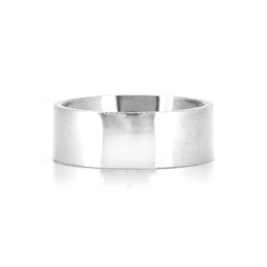 Flat Court Profile 8mm Band Ring - Sterling Silver Rings