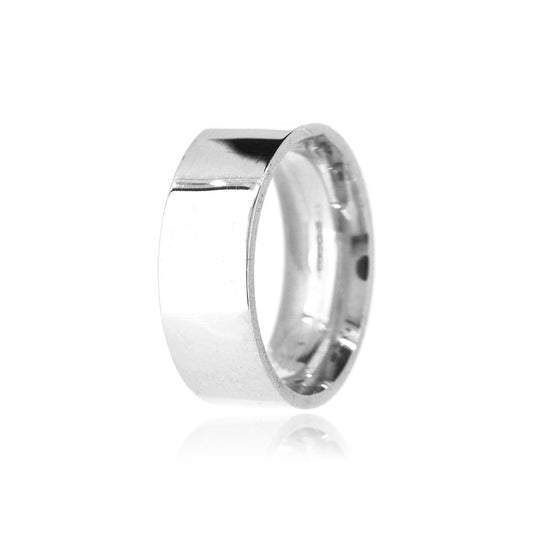 Flat Court Profile 8mm Band Ring - Sterling Silver Rings