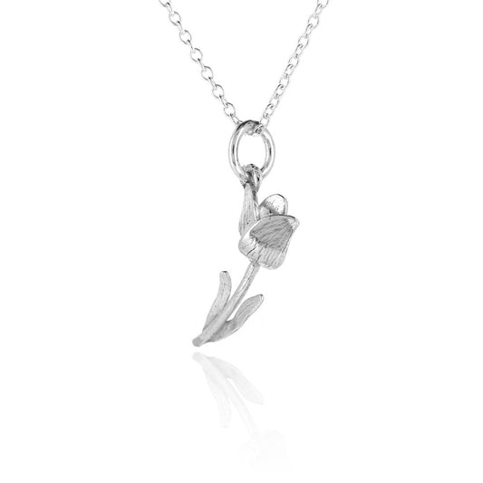 Tulip Pendant Necklace - Sterling Silver Necklace