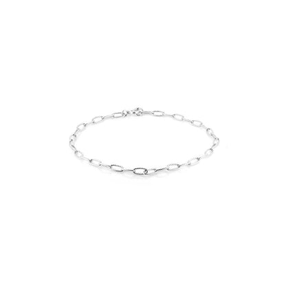 Twisted Trace Chain Bracelet - Sterling Silver - 8.5 Inch (21cm) length, 3mm width Bracelets