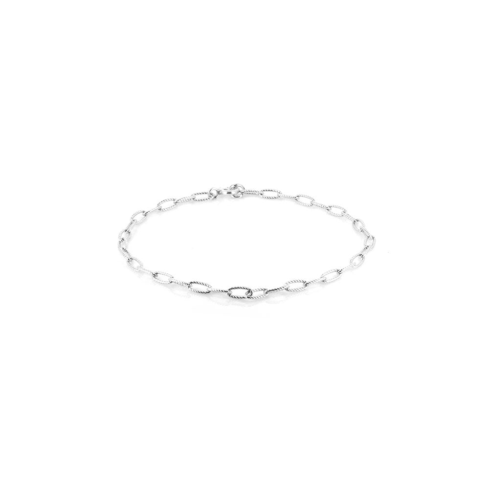 Twisted Trace Chain Bracelet - Sterling Silver - 7.5 Inch (19cm) length, 3mm width Bracelets