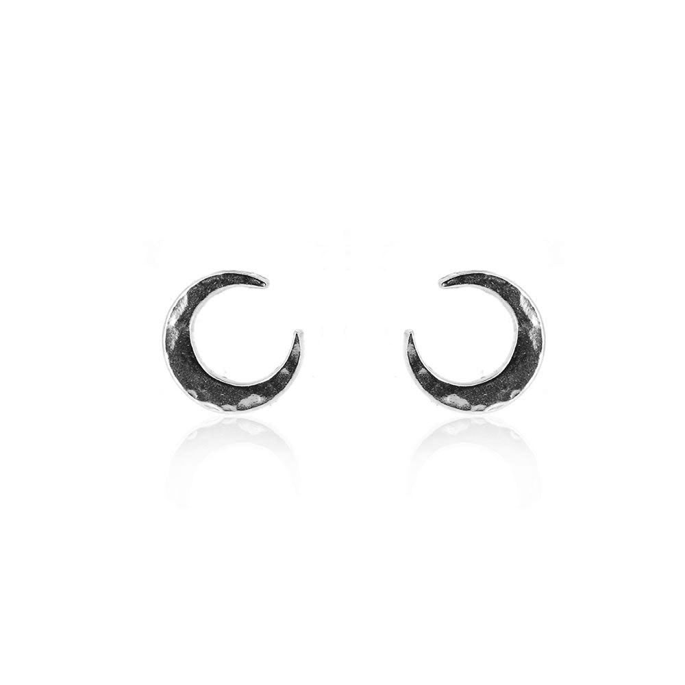 Crescent Moon Stud Earrings - Sterling Silver Stud Earrings