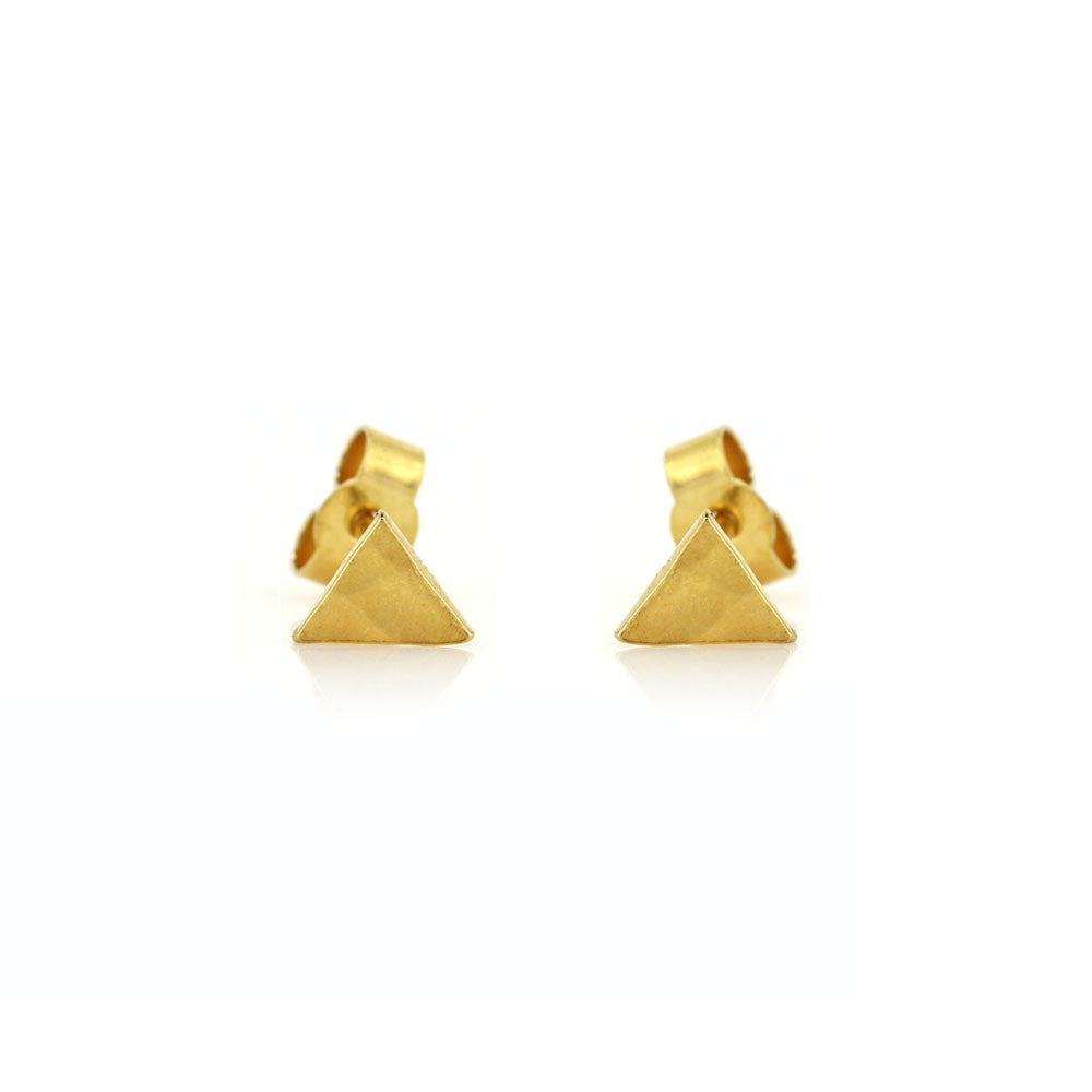 Micro Triangle Stud Earrings - Yellow Gold Vermeil Stud Earrings