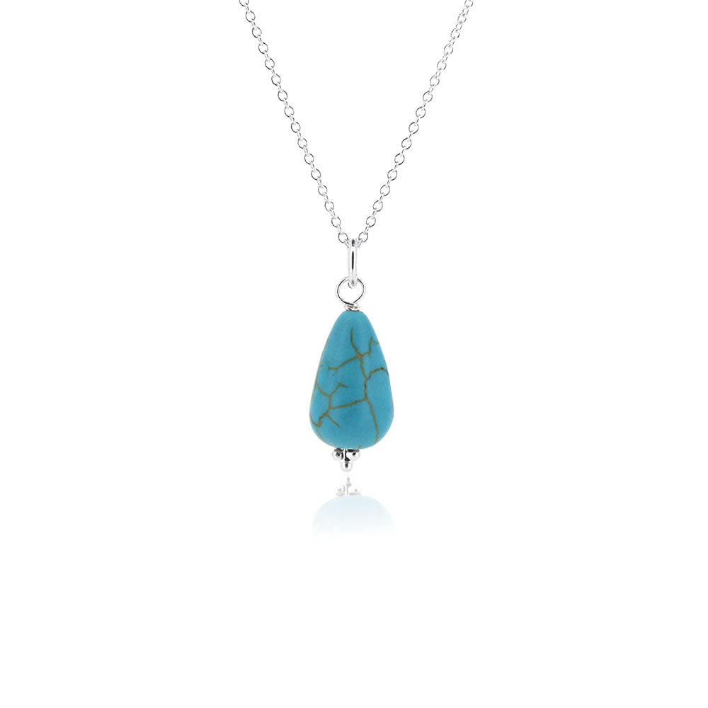 Alyssia Turquoise Howlite Teardrop Necklace - Sterling Silver Necklace