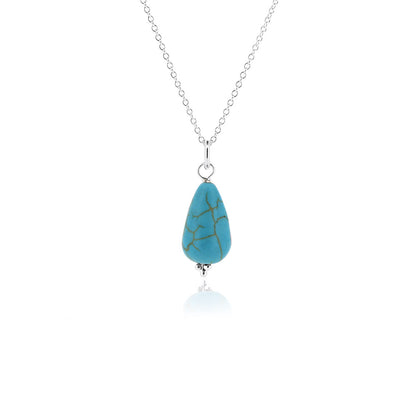 Alyssia Turquoise Howlite Teardrop Necklace - Sterling Silver Necklace