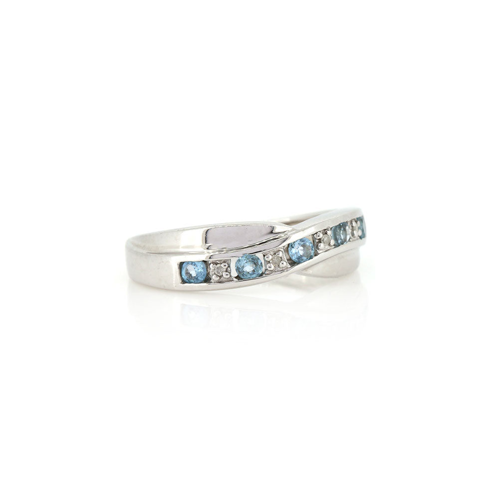 Pre-Owned - Topaz and Diamond Crossover Eternity Ring