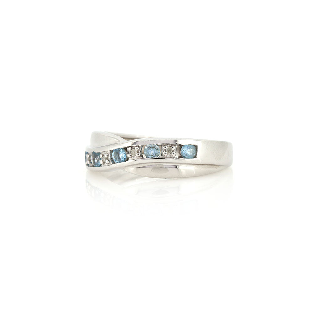 Pre-Owned - Topaz and Diamond Crossover Eternity Ring