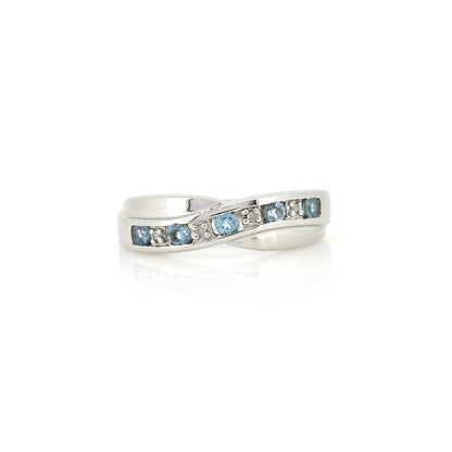 Pre-Owned - Topaz and Diamond Crossover Eternity Ring Rings