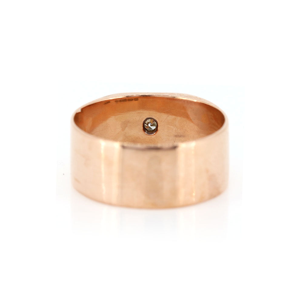 Antique - Rose Gold Diamond Gypsy Style Signet Ring Rings