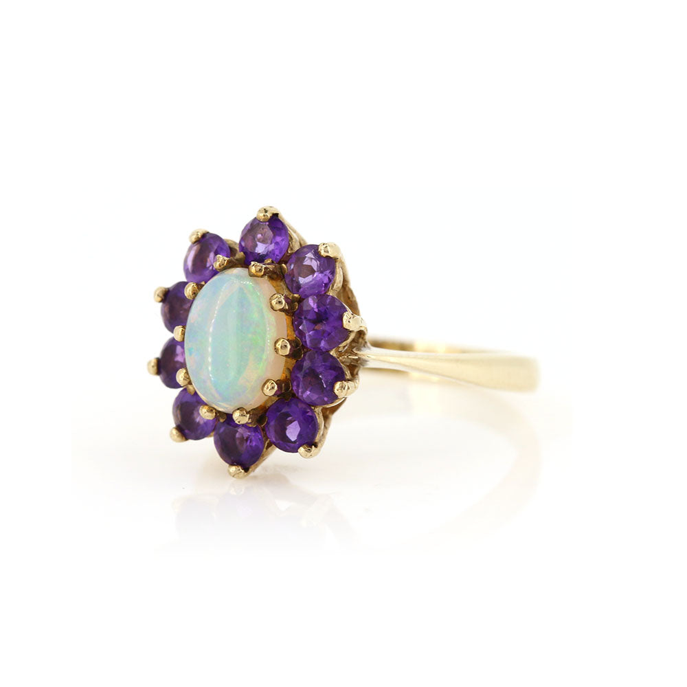 Pre-Owned - Amethyst and Opal Cluster Ring Rings