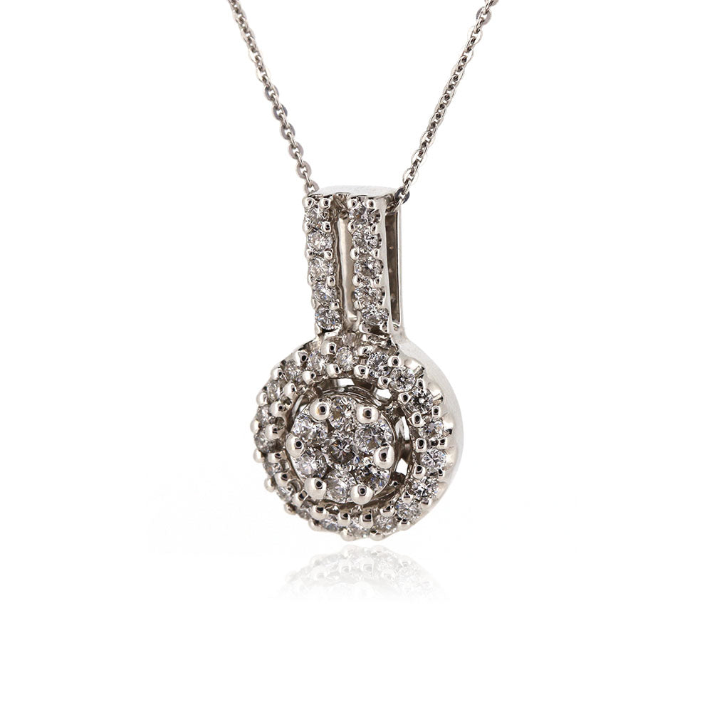 Pre-Owned - Diamond Halo Pendant and Chain