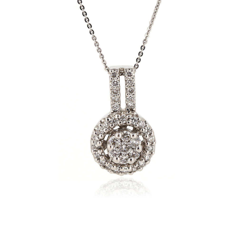 Pre-Owned - Diamond Halo Pendant and Chain