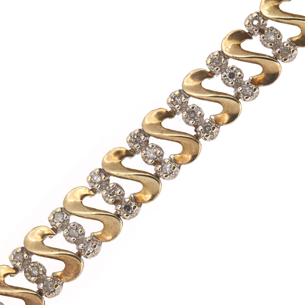 Pre-Owned - Diamond and Gold Fancy Link Bracelet Bracelets