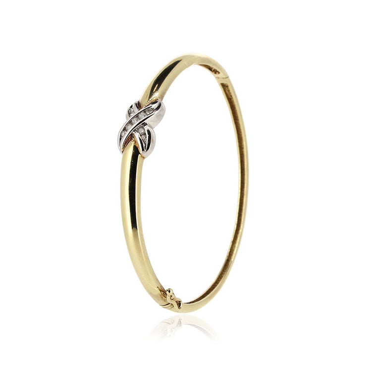 Pre-Owned - Diamond 'Kiss' Gold Bangle Bangles
