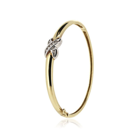 Pre-Owned - Diamond 'Kiss' Gold Bangle Bangles