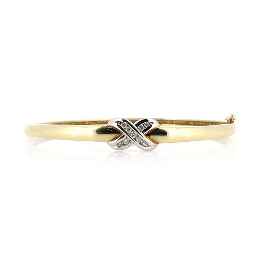 Pre-Owned - Diamond 'Kiss' Gold Bangle Bangles