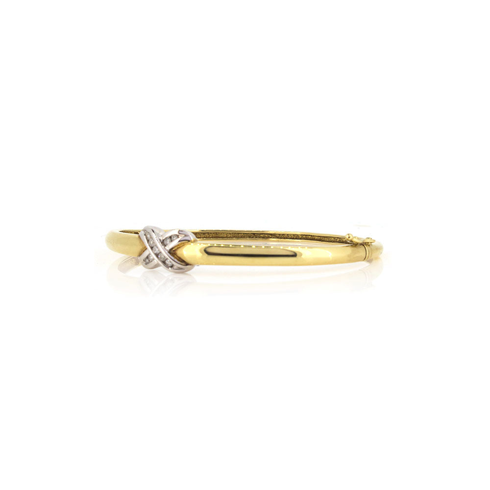 Pre-Owned - Diamond 'Kiss' Gold Bangle Bangles