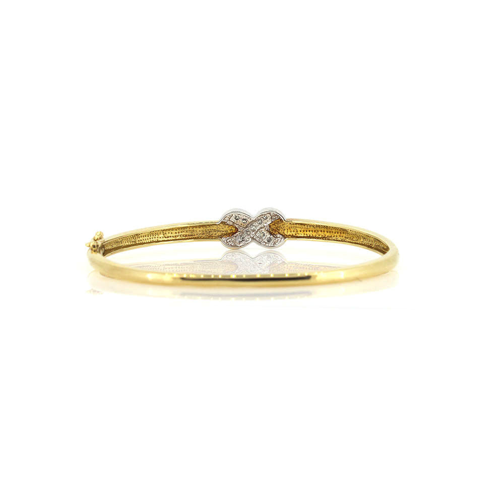 Pre-Owned - Diamond 'Kiss' Gold Bangle Bangles