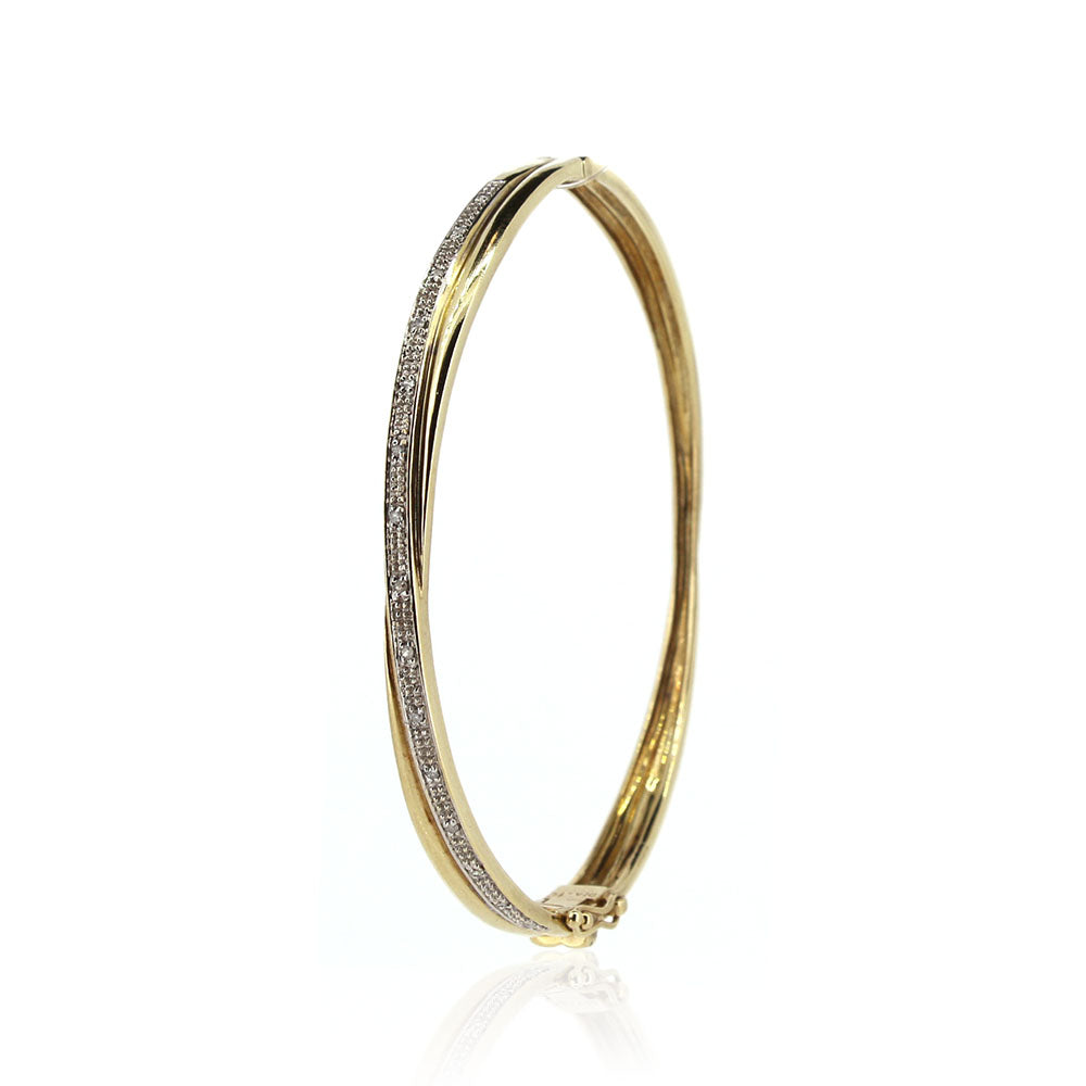 Pre-Owned - Diamond Crossover Gold Bangle