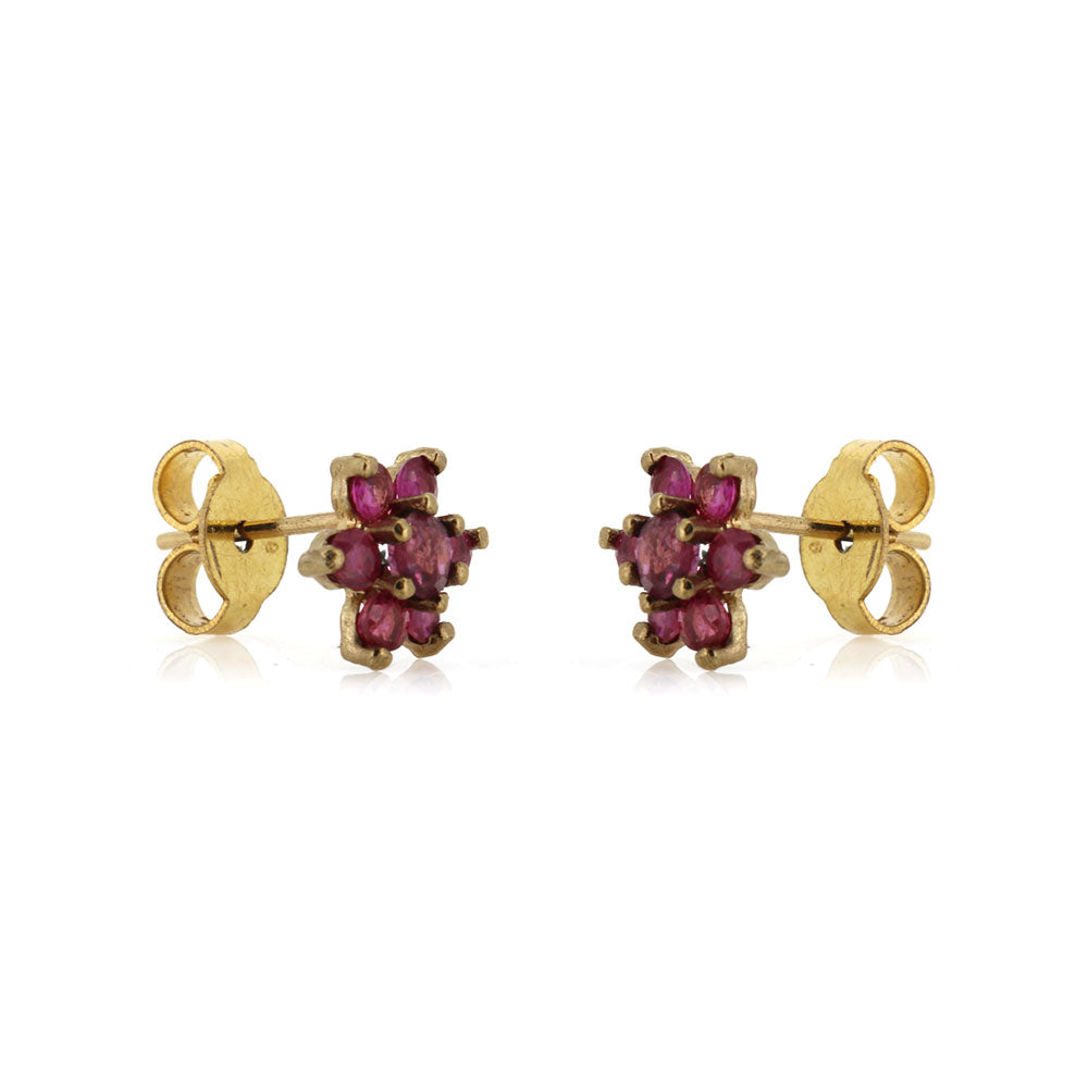 Pre-Owned - Ruby Cluster Stud Earrings