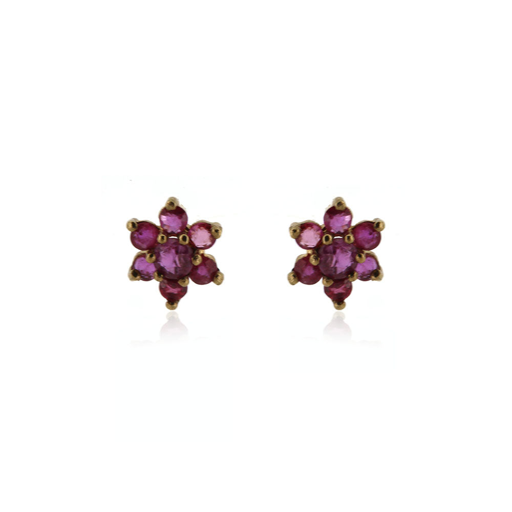 Pre-Owned - Ruby Cluster Stud Earrings