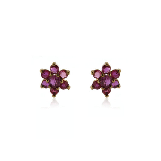 Pre-Owned - Ruby Cluster Stud Earrings
