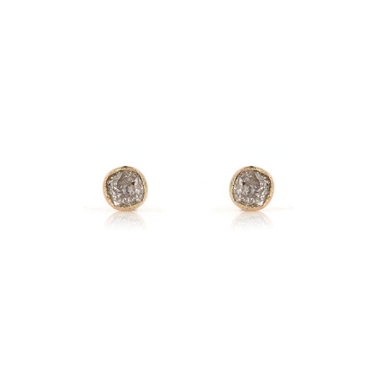 Antique Remodel - Old Mine Cut Diamond Rose Gold Stud Earrings Stud Earrings