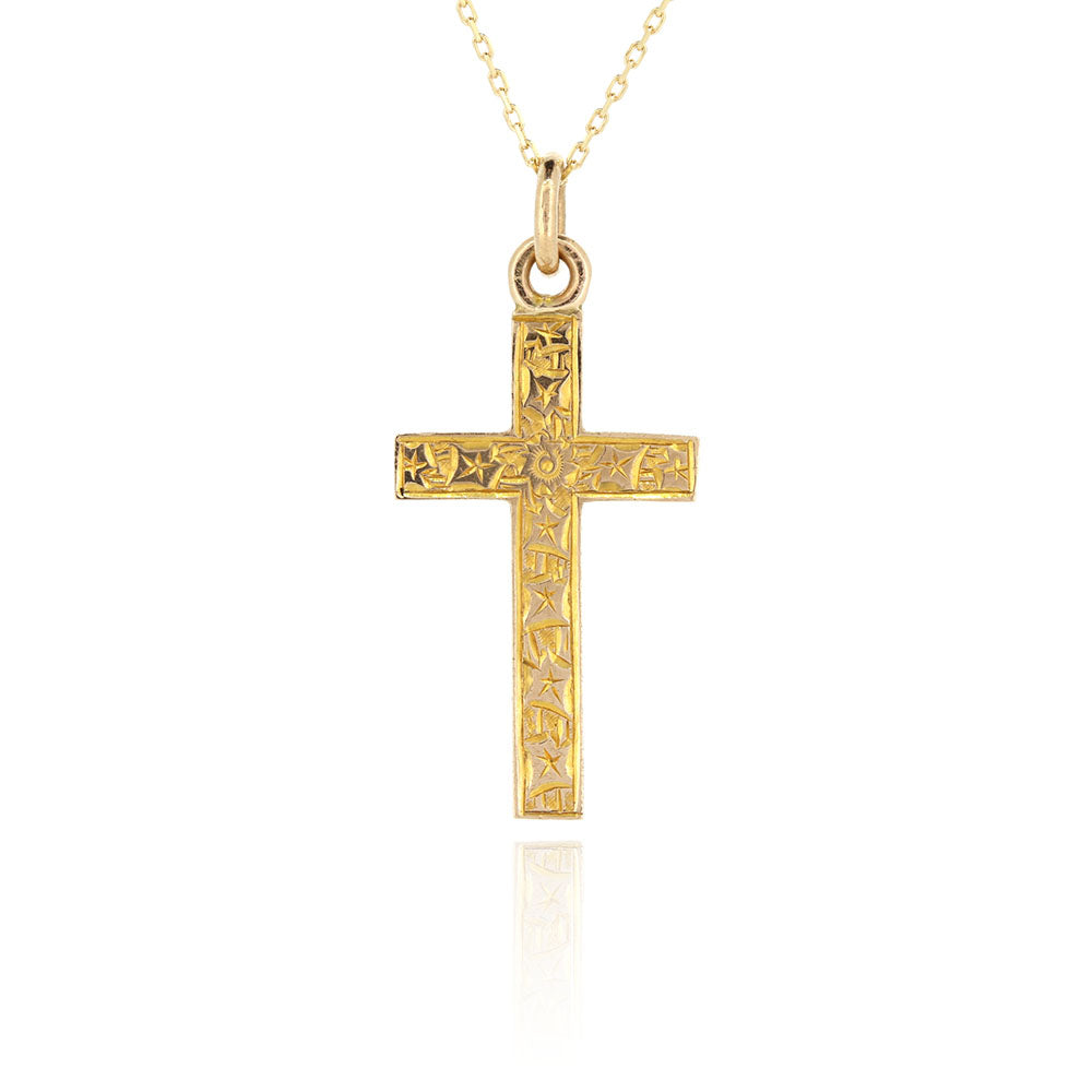 Antique - Hand Engraved Cross Pendant Pendant