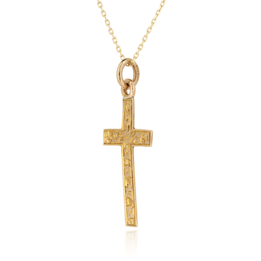 Antique - Hand Engraved Cross Pendant Pendant
