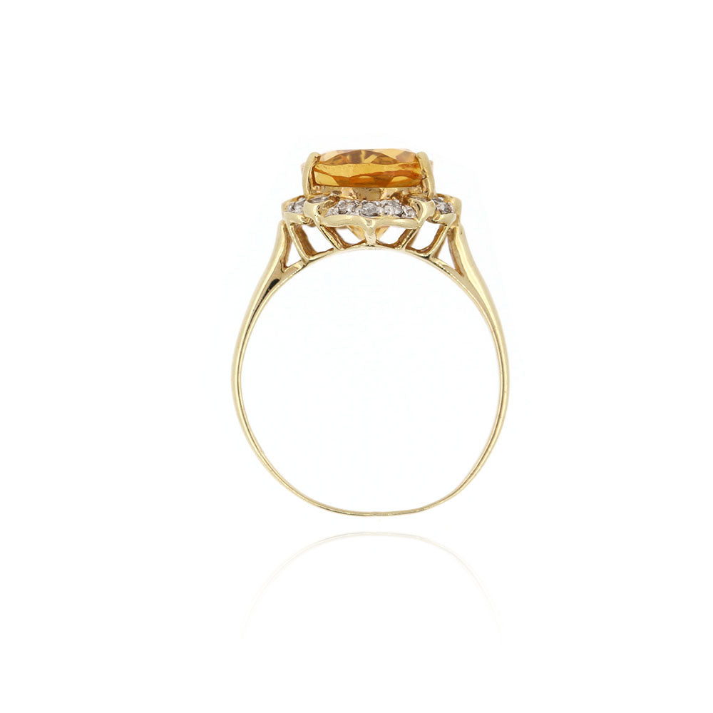 Pre-Owned - Citrine & Diamond Cluster Ring Rings