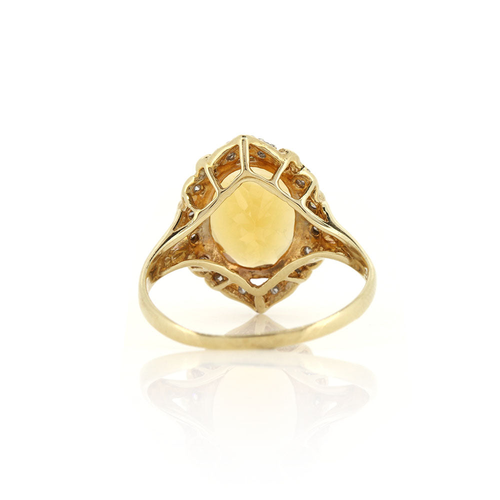 Pre-Owned - Citrine & Diamond Cluster Ring Rings