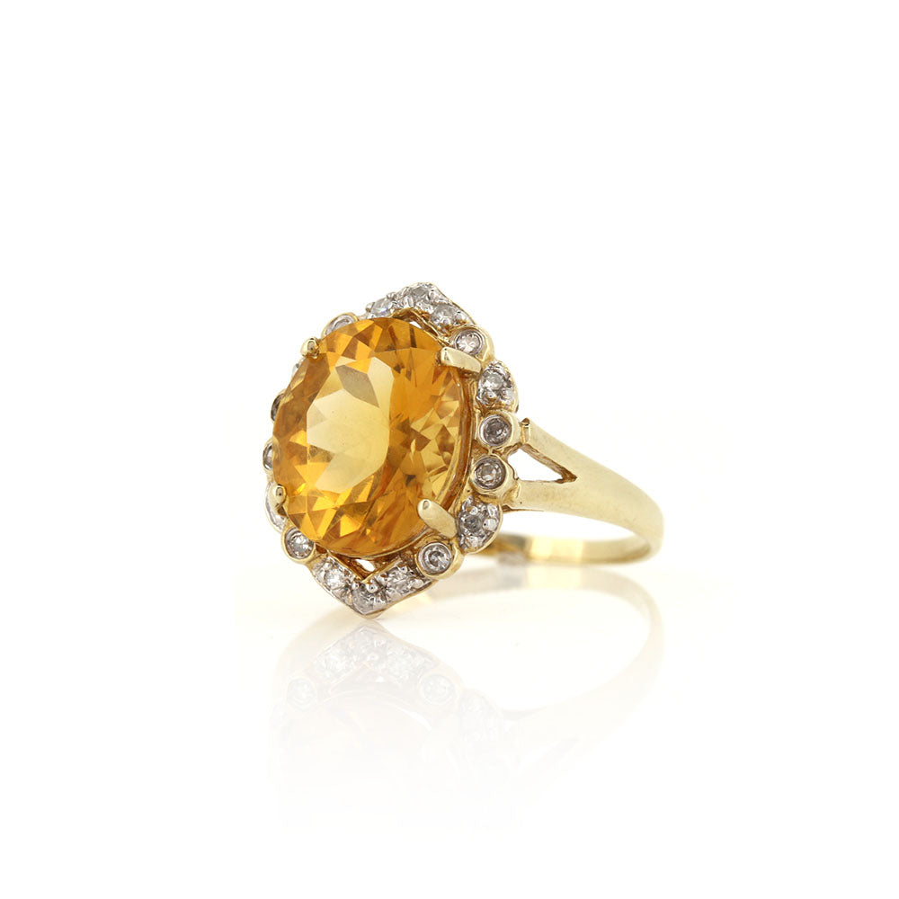 Pre-Owned - Citrine & Diamond Cluster Ring Rings